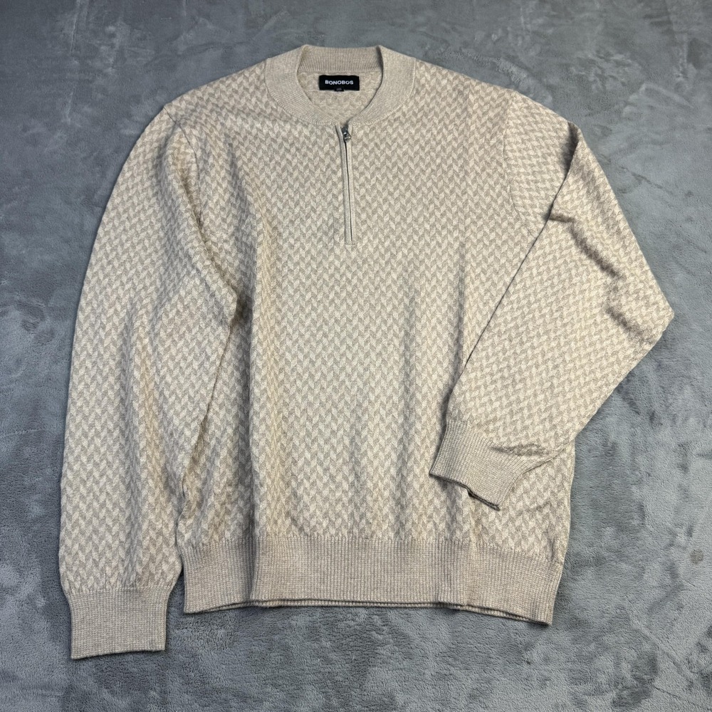 Bonobos Sweater Mens XL‎ Knit Pullover Slim Fit Quarter Zip Lightweight Modern